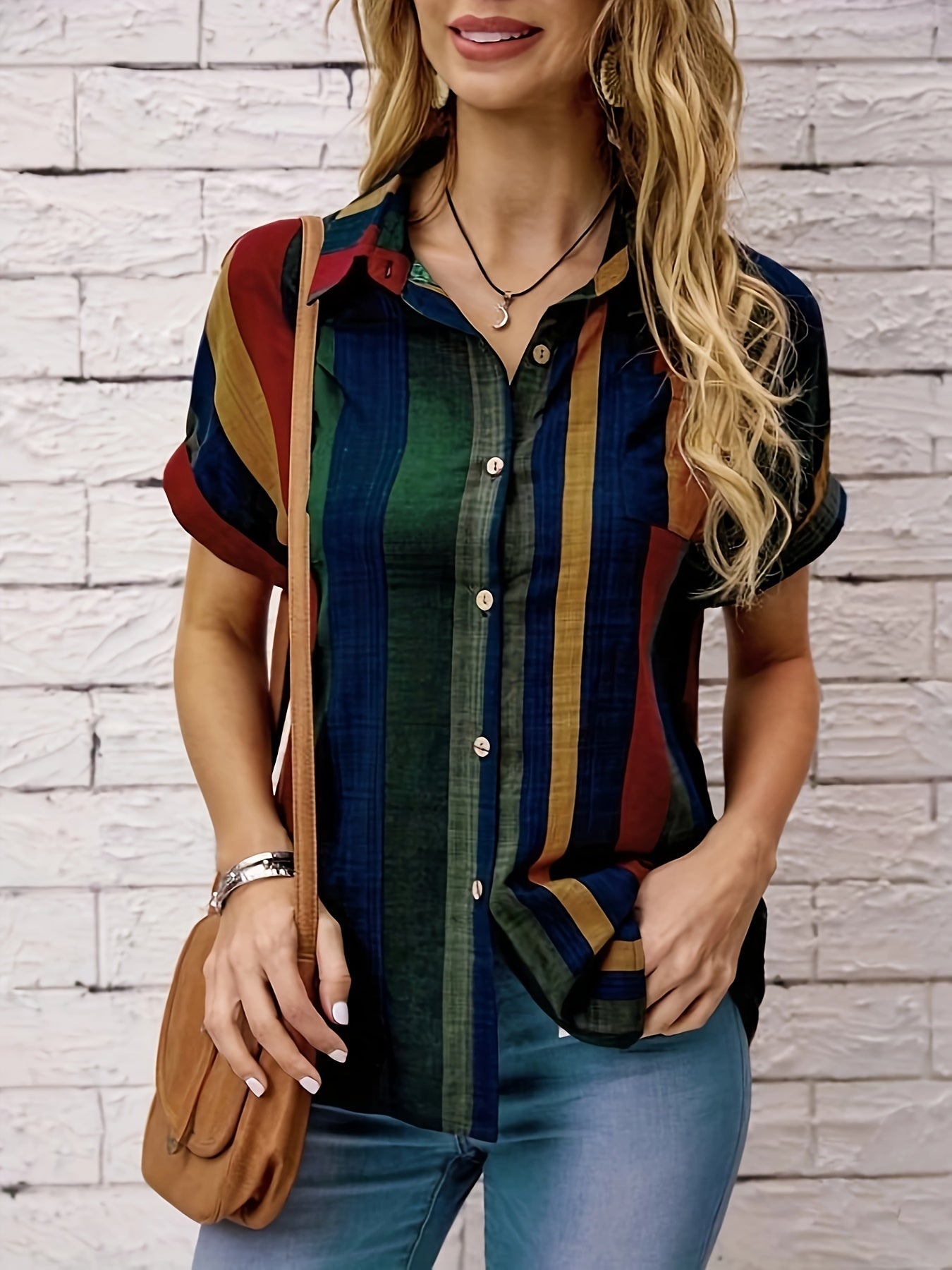 Rozmira | Gestreept vrouwenshirt met korte mouwen - Casual Blouse, Lichtgewicht Zomer Top