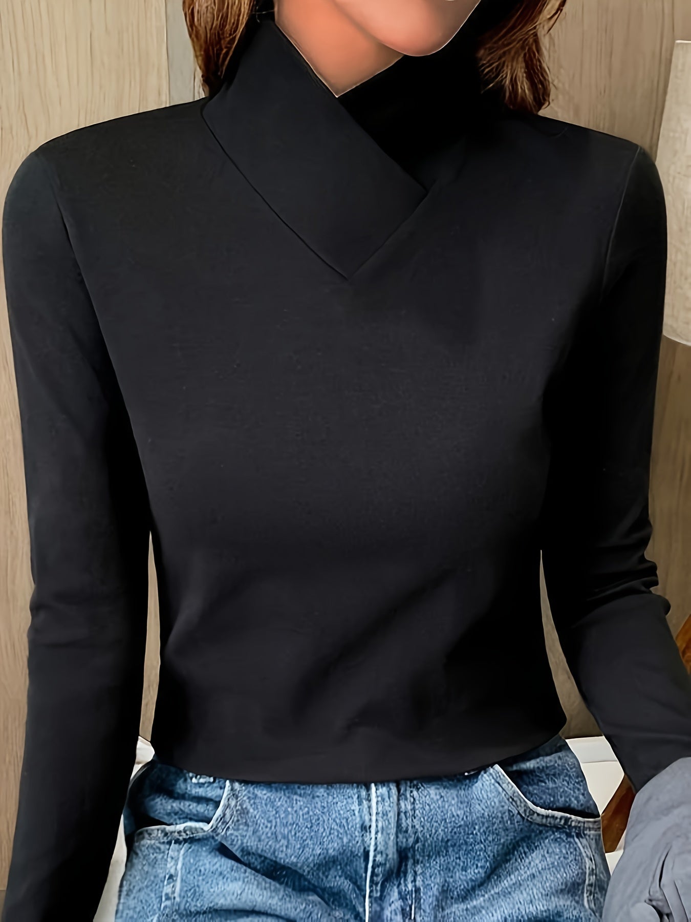 Vesira | Dames shirt met hoge hals en lange mouwen – Warme casual trui voor herfst en winter