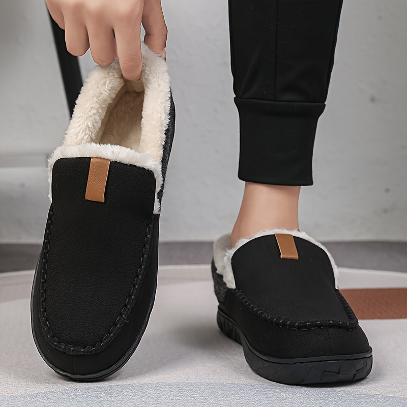 Furrion | Herenloafers met bontvoering – Instap slippers met traagschuim, casual herfst-/winterschoenen