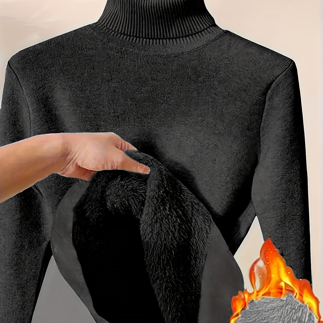 Dilon | Klassieke herentrui met hoge kraag – zachte, stretch fleece gevoerde wintertrui