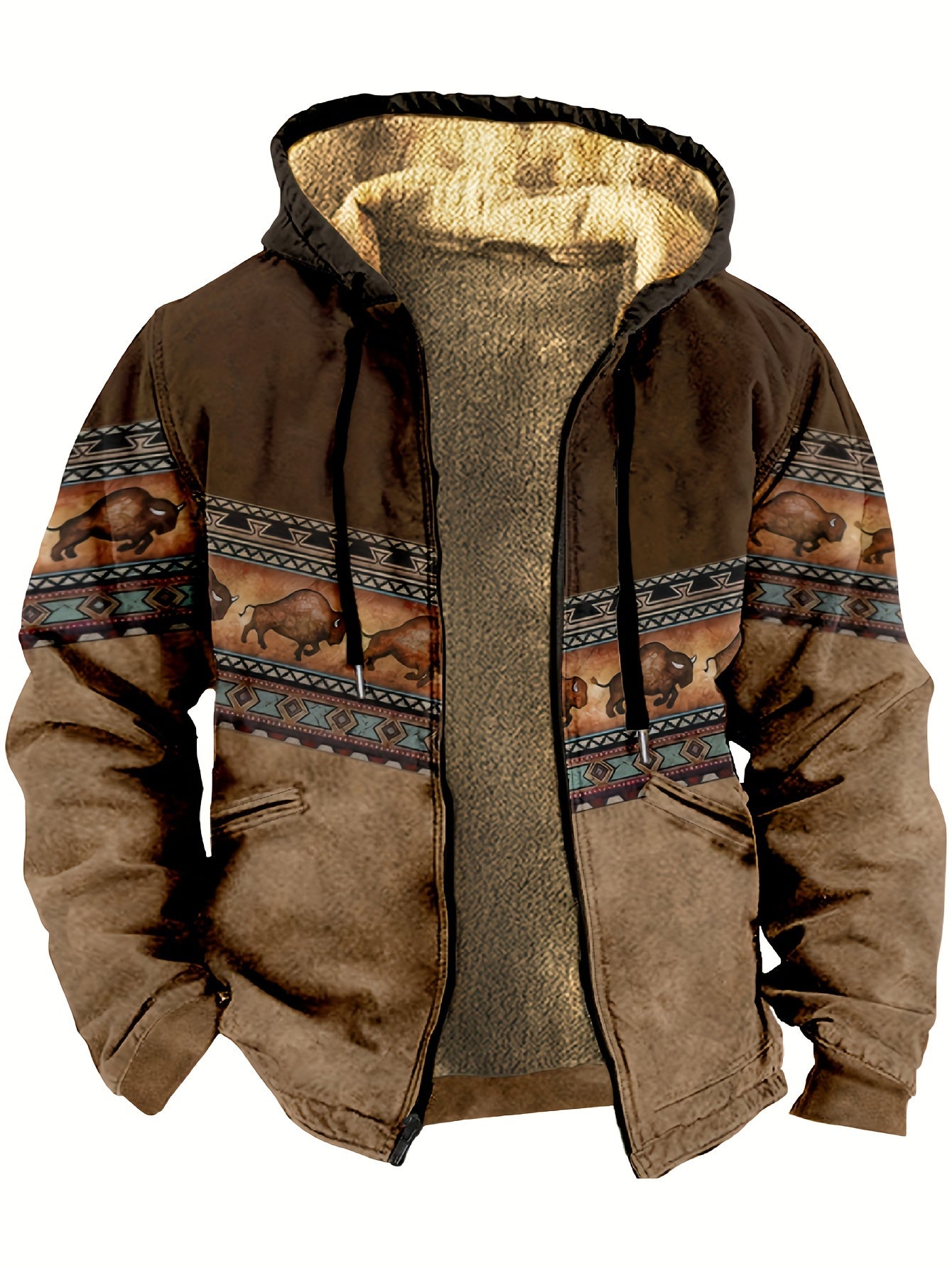 Benediktus | Bohemian geruite fleece hoodie met ritssluiting – Warme retro casual jas voor herfst en winter
