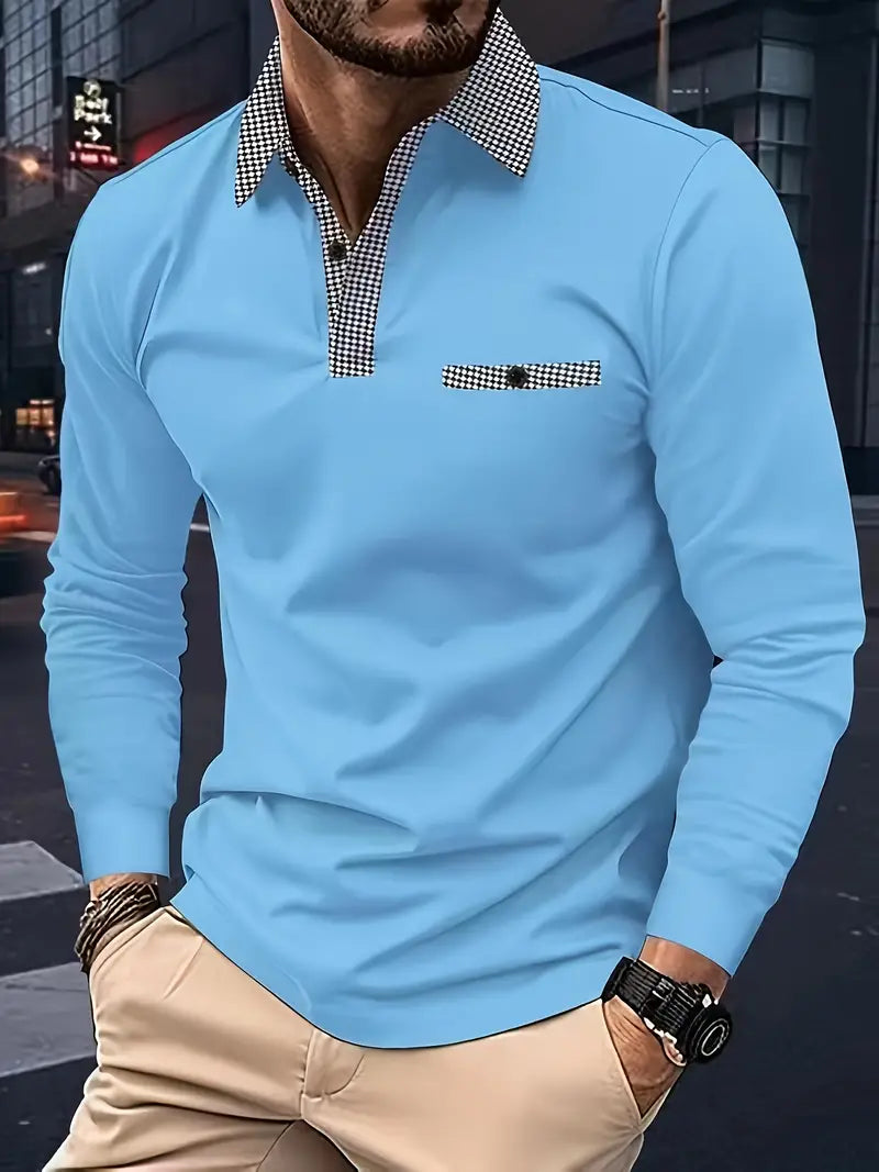 Cassiel | Heren poloshirt met lange mouwen – Klassiek casual herenshirt, comfortabel en ademend