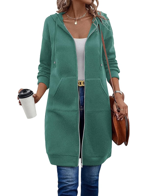 Nicolina | Lange damesjas met capuchon en ritssluiting – Warme, lichtgewicht, casual bovenkleding
