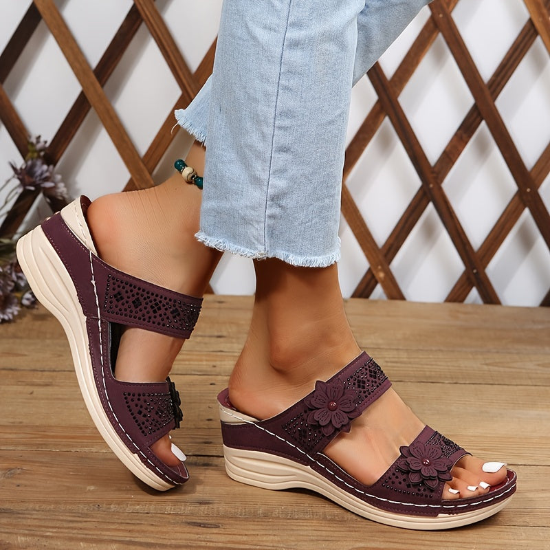 PetalArch | Sleehakken voor dames met bloem & strass - Steunzolen