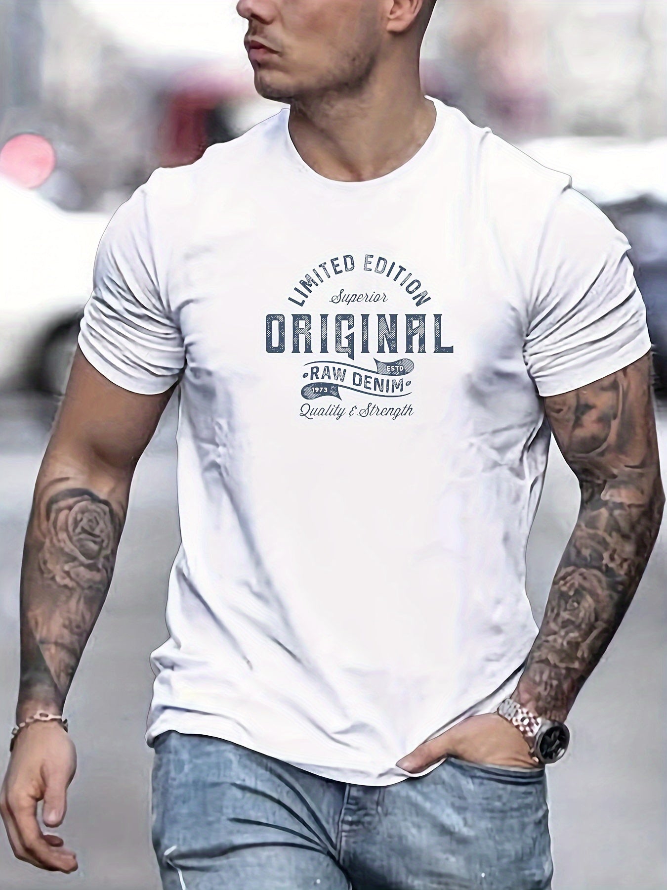 Xaver | Basis T-shirt van katoen voor heren - Casual T-shirt met grafische print, zomer T-shirt