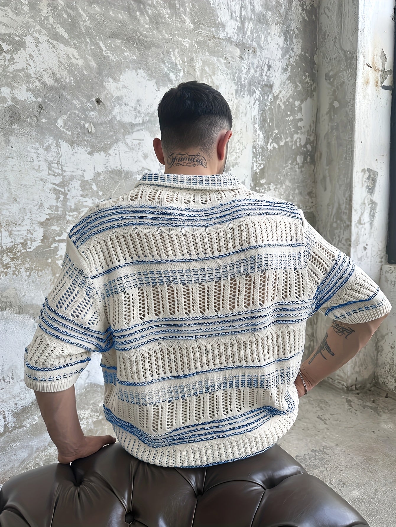 Aemon | Gebreid poloshirt voor heren - casual streetwear met korte mouwen en uitgesneden ontwerp,