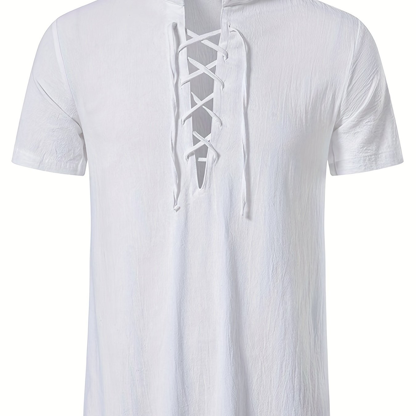 Ukko | Katoenen overhemd met korte mouwen voor heren - lichtgewicht lace-up retrostijl