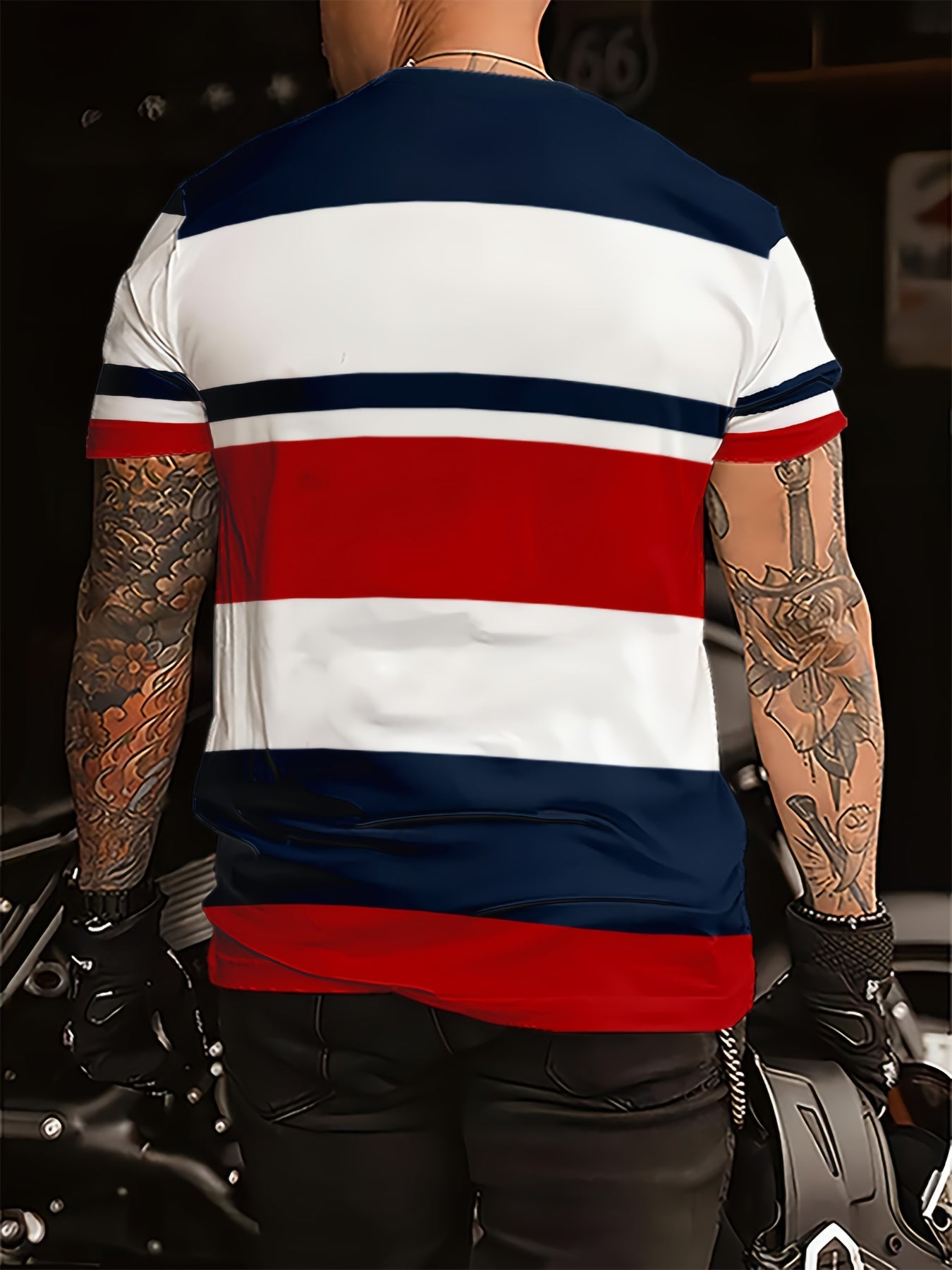 Jeriel | Heren Kleur Geblokt Gestreept Korte Mouw Crew Hals T-shirt - Casual T-shirt