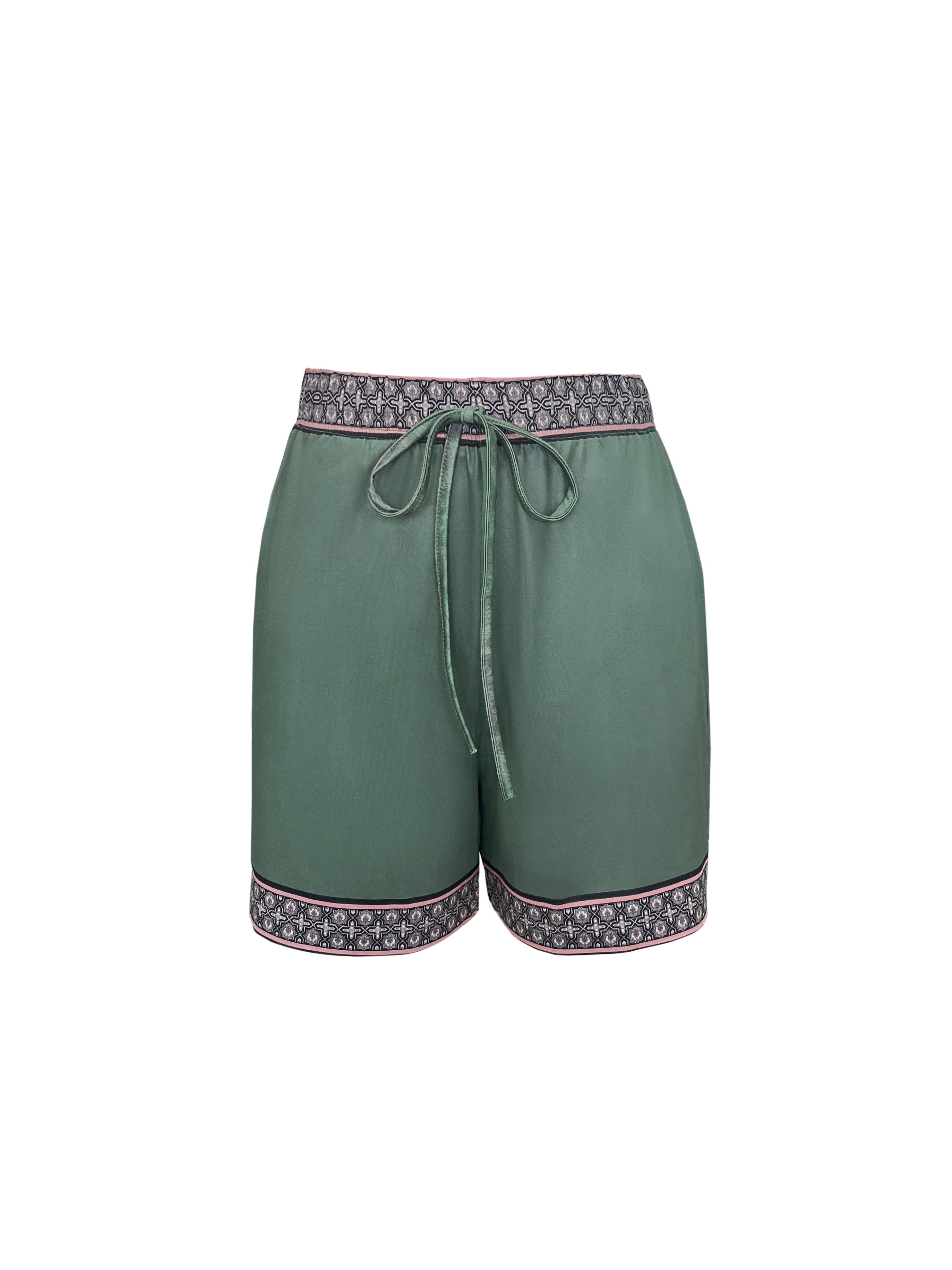 Oriana | V-neck Bohemian Floral Print Top & Drawstring Shorts 2-Piece Set for Women – Casual Retro Outfit