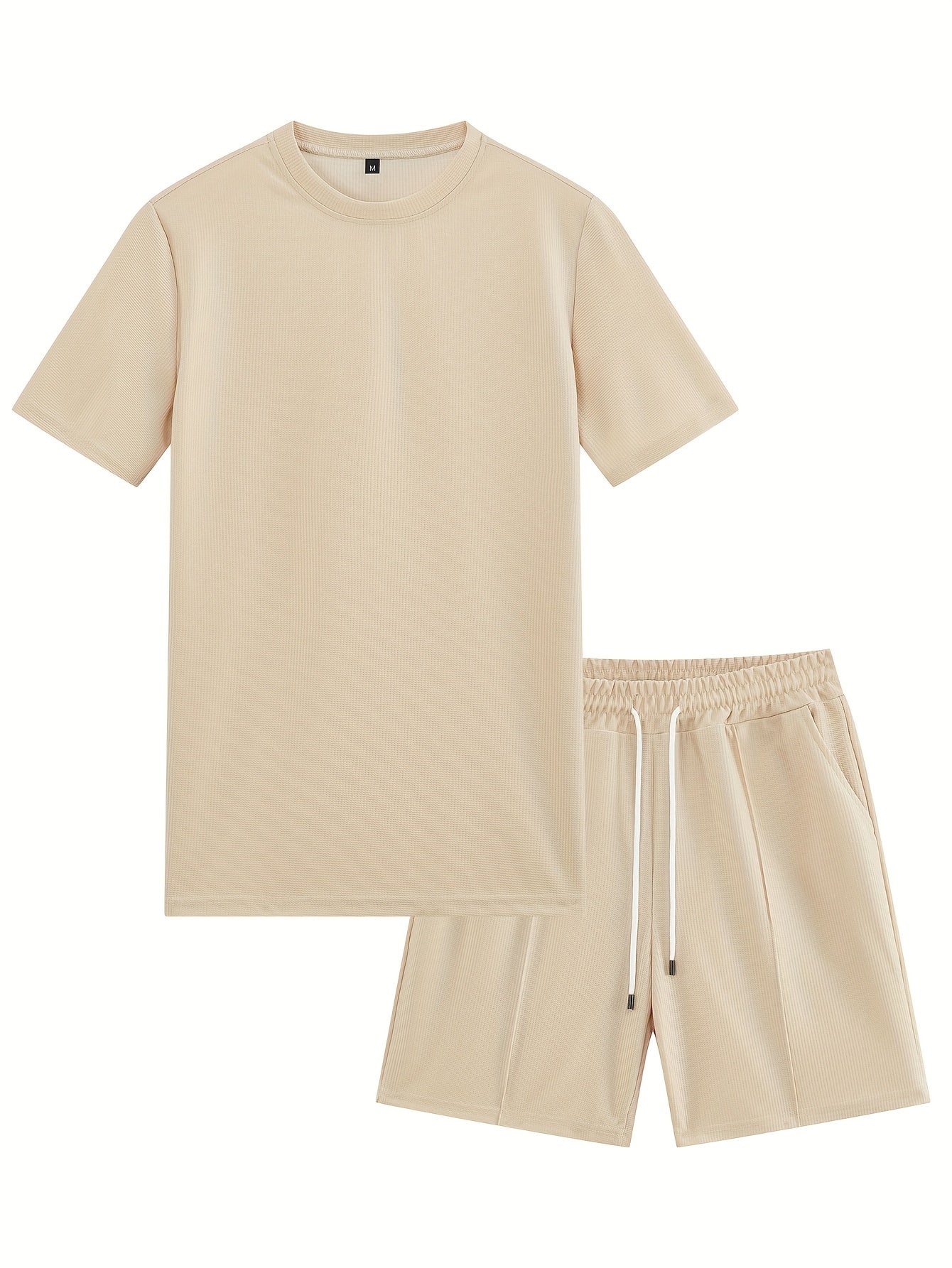 Lorien | Herenset 2-delige zomersportkleding - gebreid wafel T-shirt & koordshort