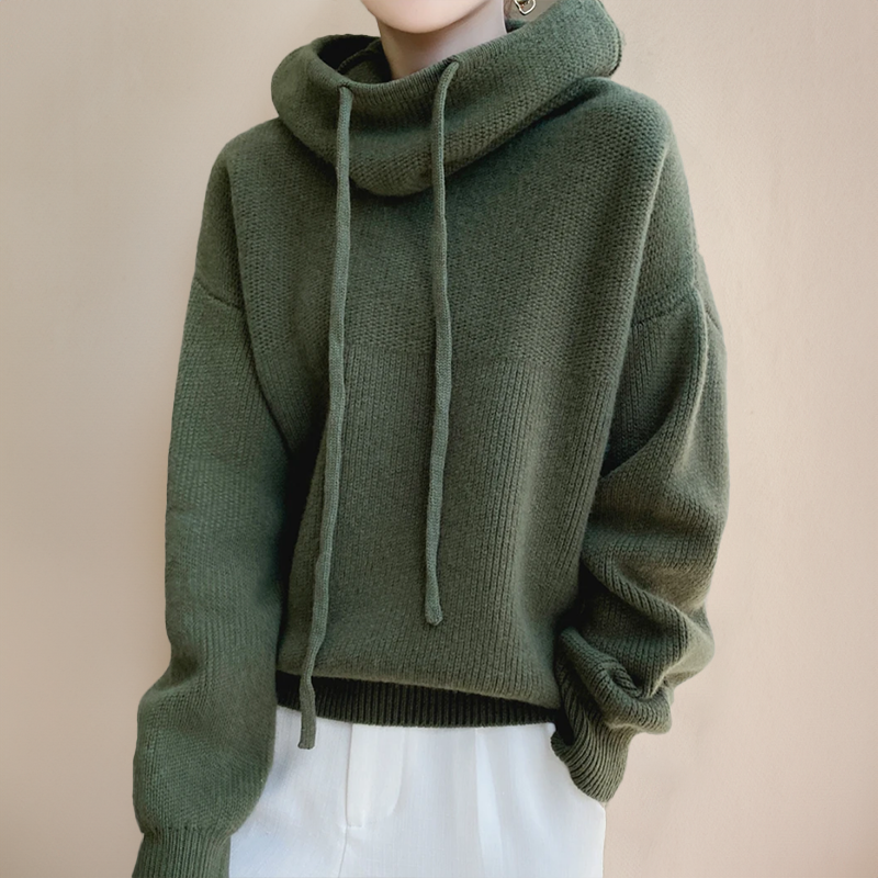 Rysella | Comfortabele gebreide hoodie voor dames, casual trui, zacht warm breisel, voor dagelijks gebruik