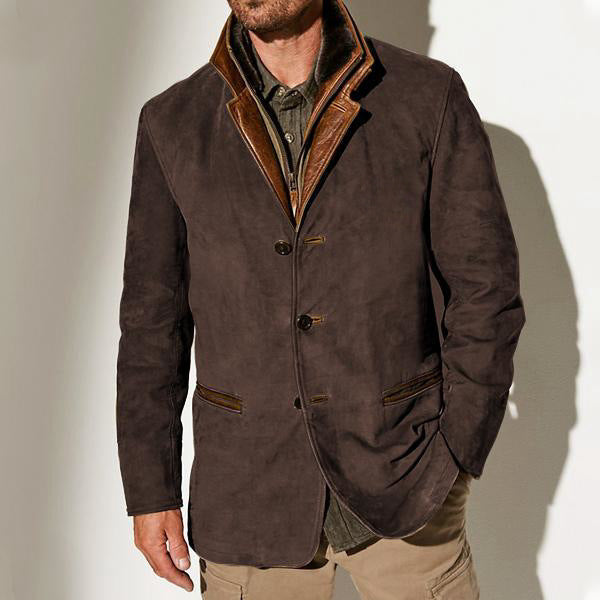 Olai | Vintage jas met leren look – Klassieke getailleerde pasvorm, casual en formele bovenkleding