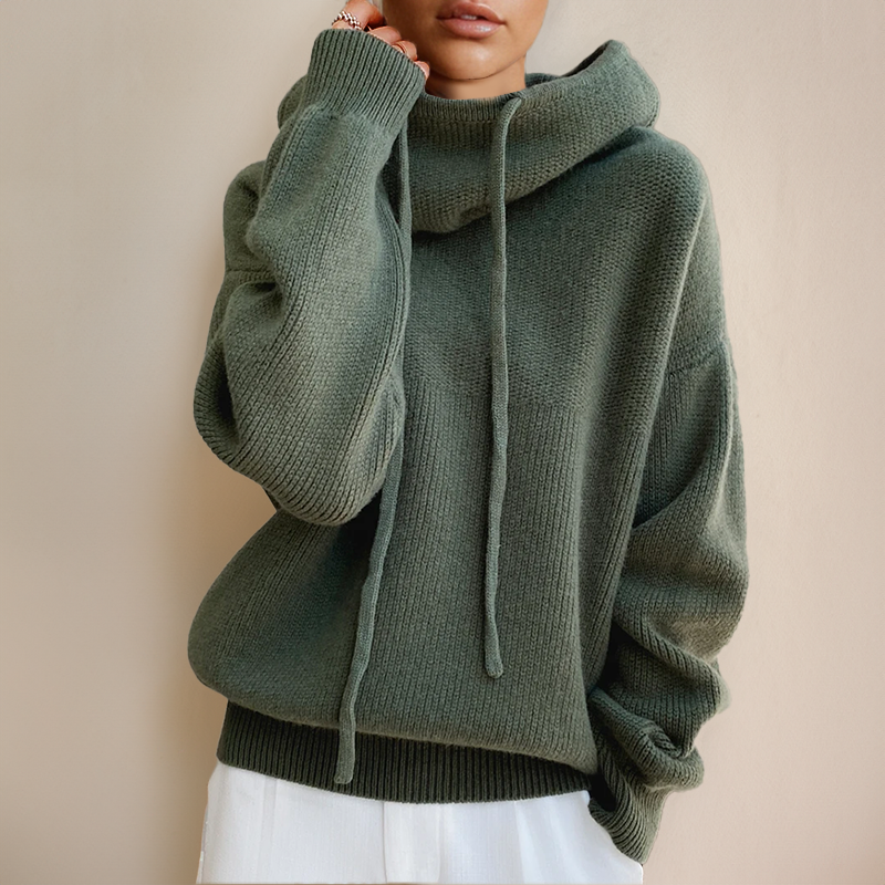 Rysella | Comfortabele gebreide hoodie voor dames, casual trui, zacht warm breisel, voor dagelijks gebruik