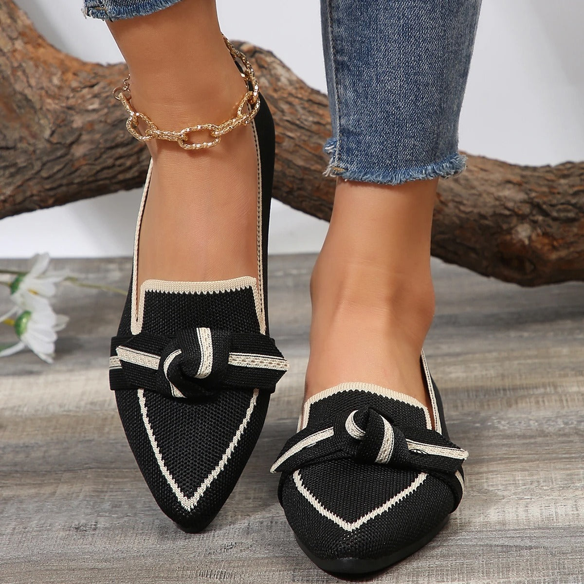 Brelle | Damesflats met spitse tenen - gedempte, ademende slip-on schoenen