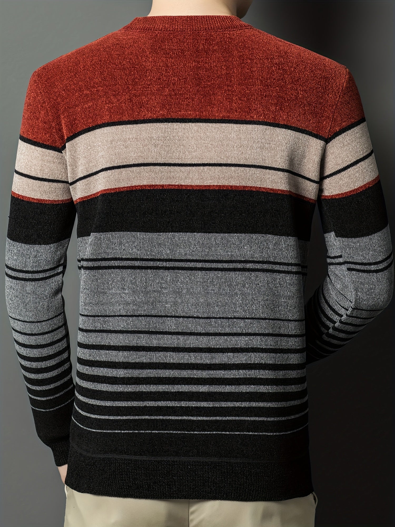 Dagursson | Thermische fleece gevoerde wintertrui voor heren – Warme gestreepte gebreide pullover