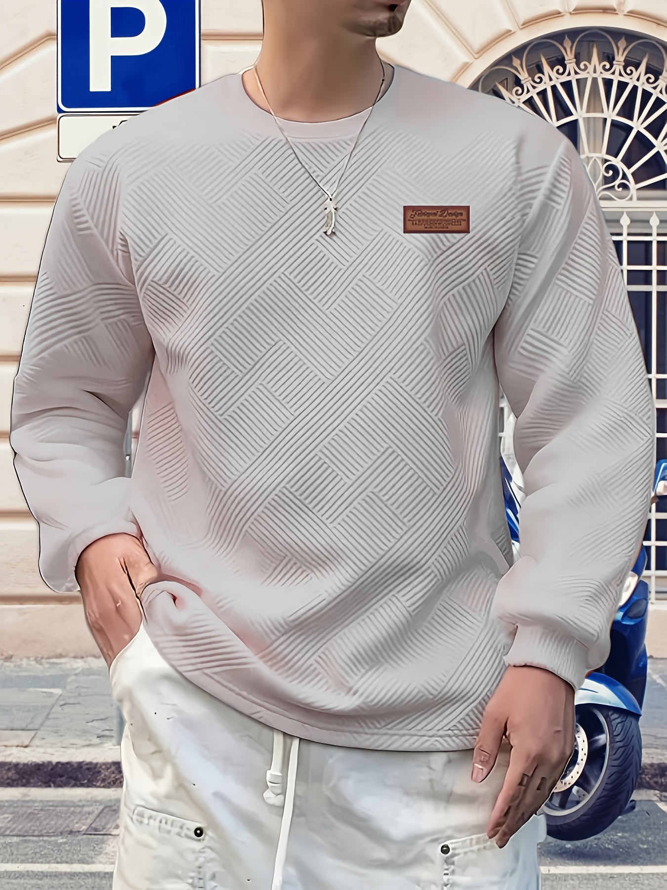 Eirikur | Zwaar geometrisch sweatshirt met ronde hals – Casual pullover, comfortabel in de herfst en winter