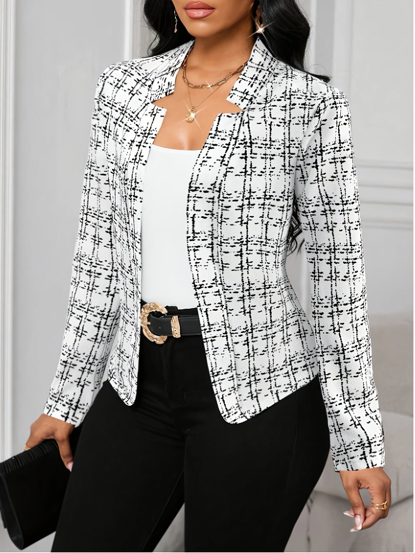 Elsinore | Lichtgewicht geruite damesjas – pied-de-poule-patroon, casual stijlvolle bovenkleding