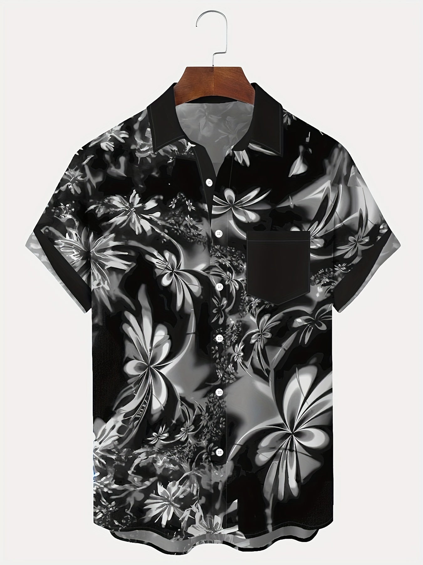 Benji | Korte mouwen herenhemd met hawaii-verloop in 3D-bloemenprint