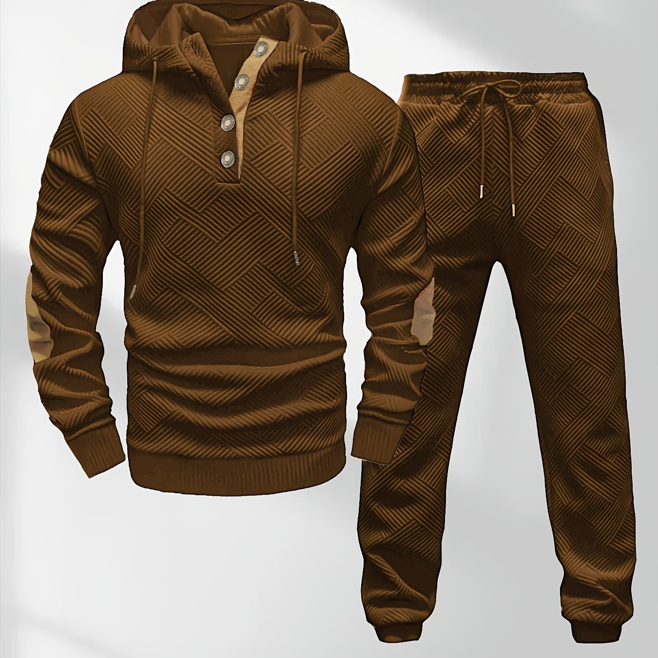 Petrus | Casual 2-delige gebreide jacquard hoodie en broek voor heren – Comfortabele modieuze sweatshirt en joggingpak