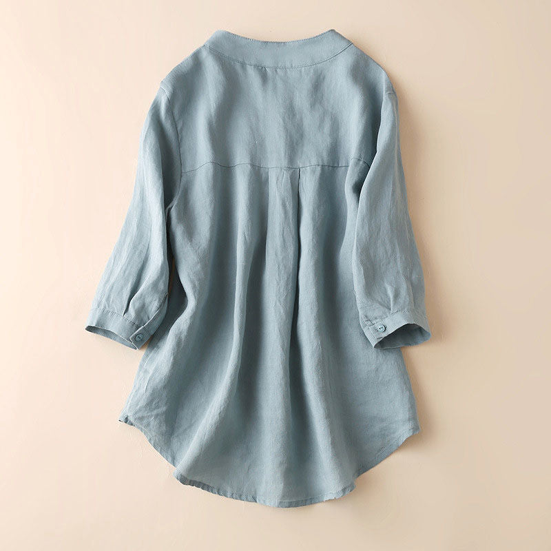 Faerinne | Dames Blouse van Katoen Linnen - Lichtgewicht & Comfortabele Casual Top