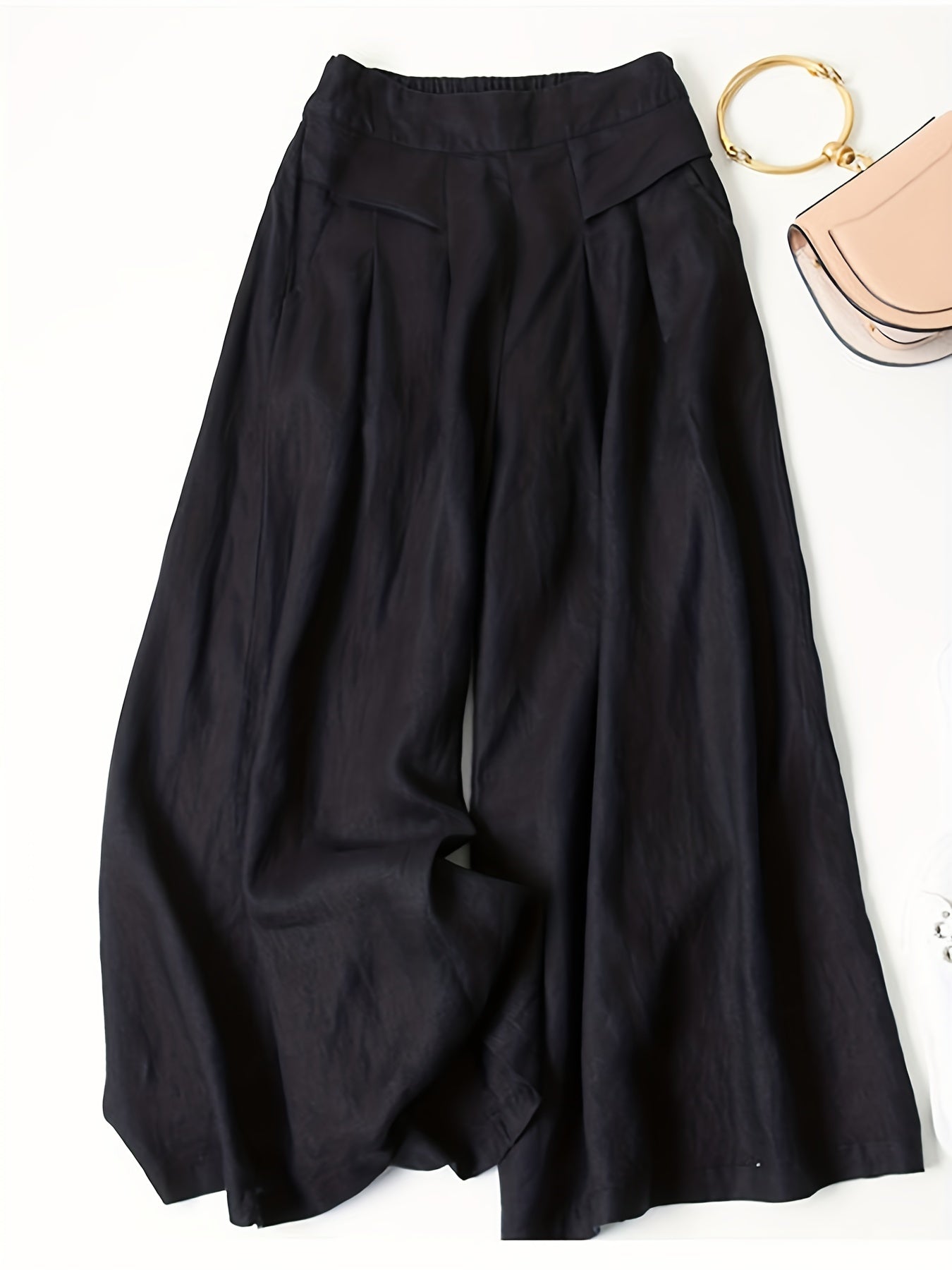 Maxie | Damesbroek met wijde pijpen van viscose linnen - Retro Casual Zomerbroek