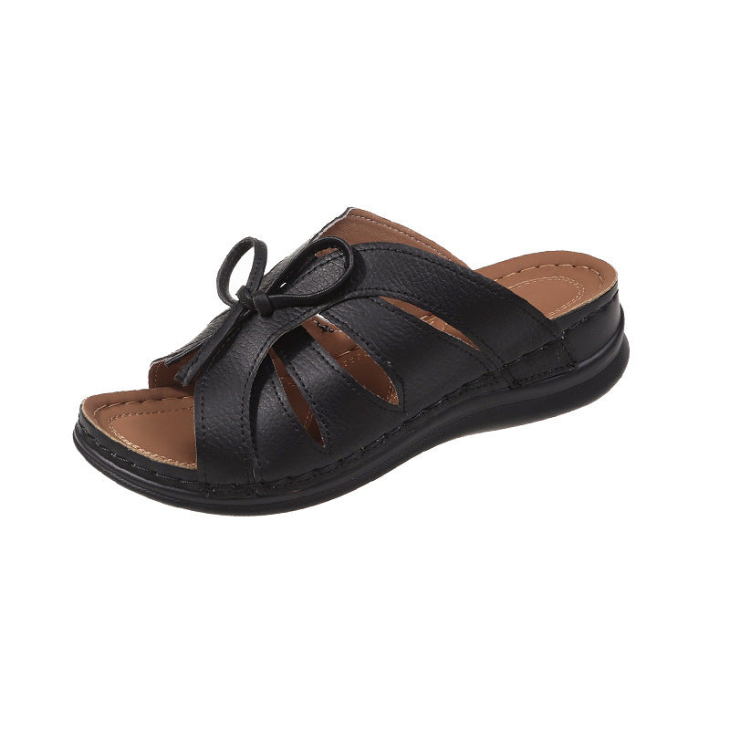 ChicSole | Orthopedische Leren Zomerslippers - Vrouwen met steun voor de voetboog Strik Sandalen