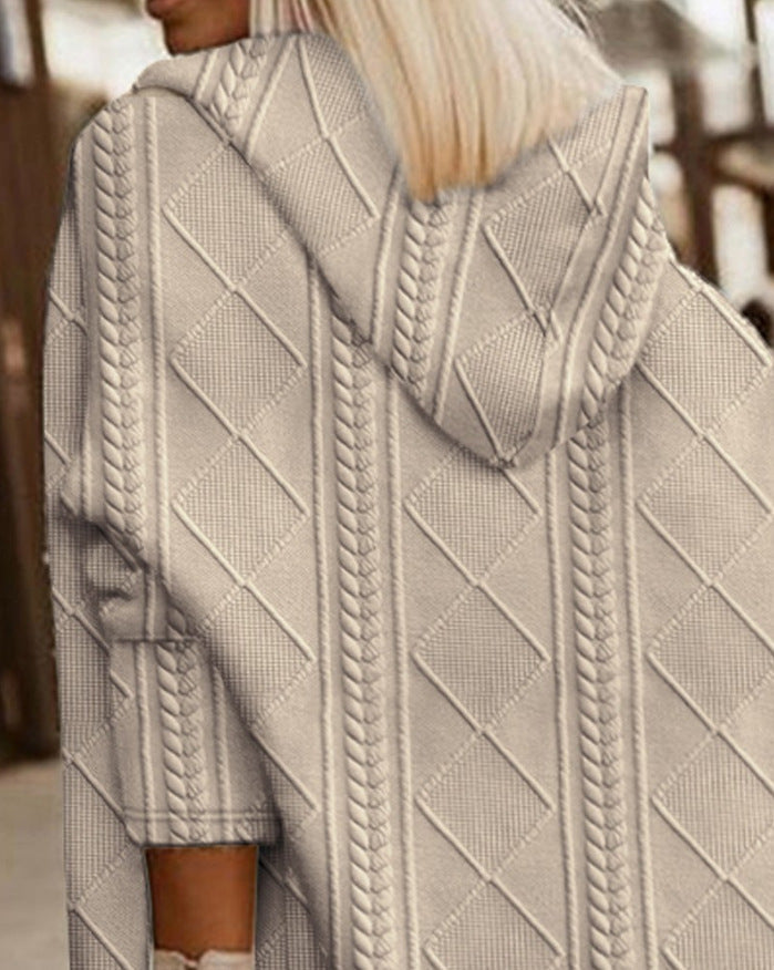 Leova | Oversized lange hoodie-vest voor dames – Zacht, warm breisel