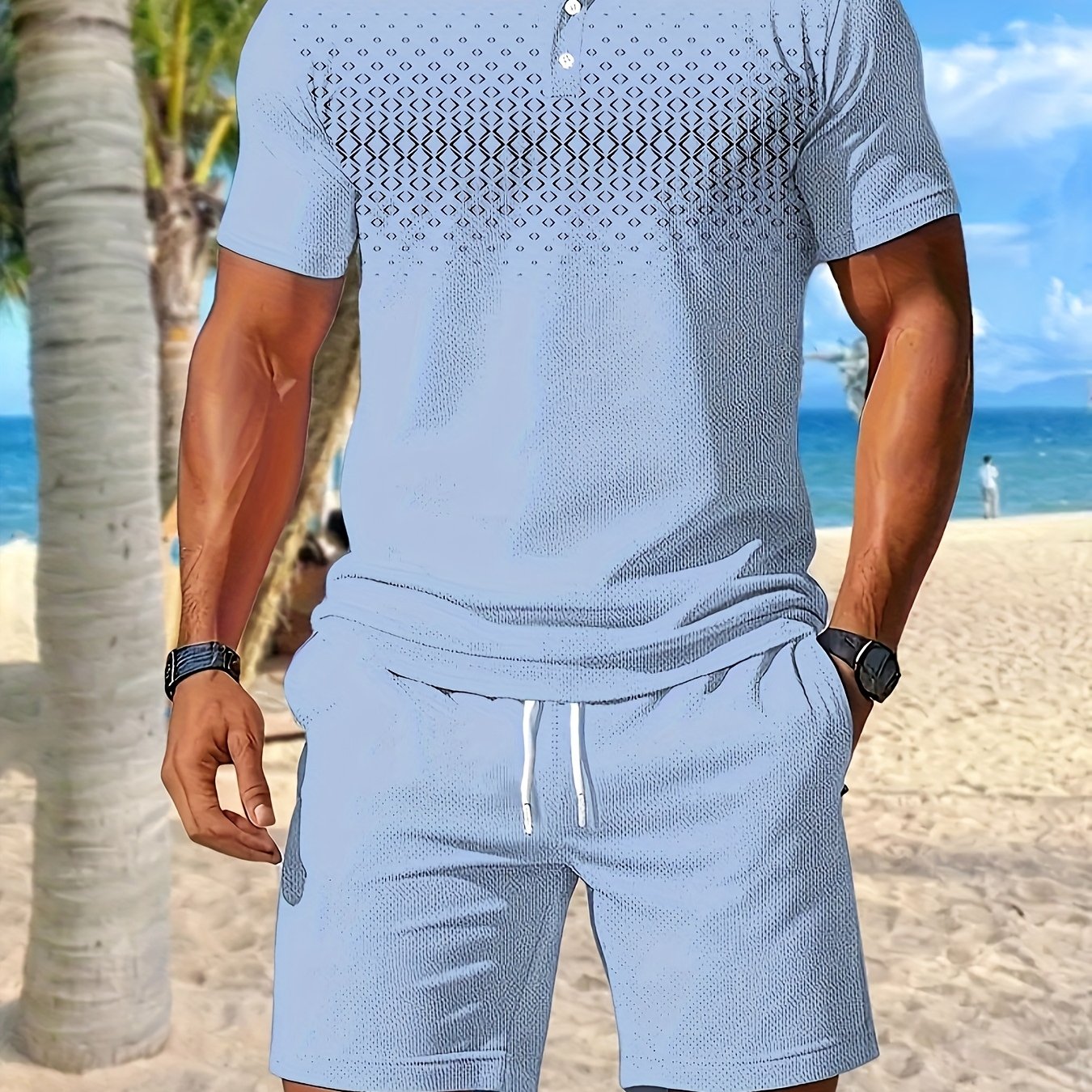 Baylor | Herenset 2-delig zomersportief - poloshirt & koordshort met zakken
