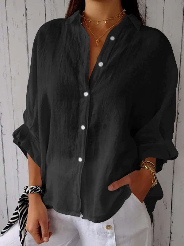 Halldora | Blouse met strikceintuur op de rug - Elegante top met lange mouwen