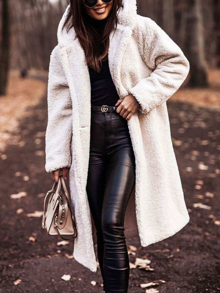Jynara | Oversized Teddy damesjas van pluche - imitatiebont, longline winterjas, warm en zacht buitengoed