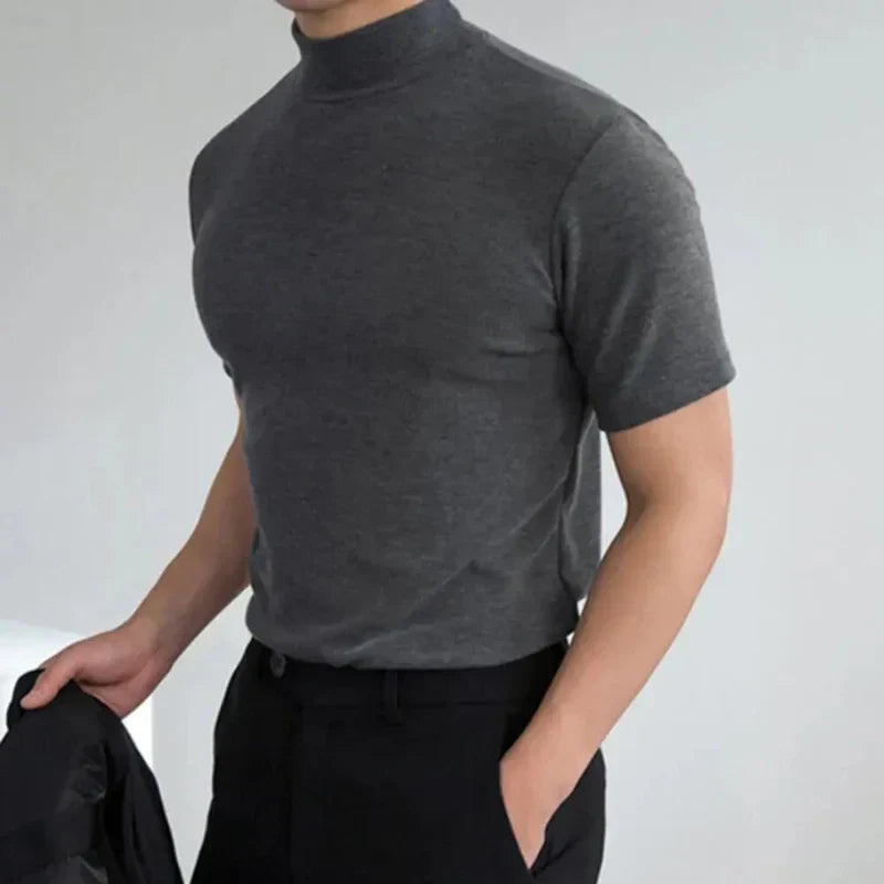 Othric | Slim Fit shirt met hoge kraag voor heren – Casual T-shirt met korte mouwen