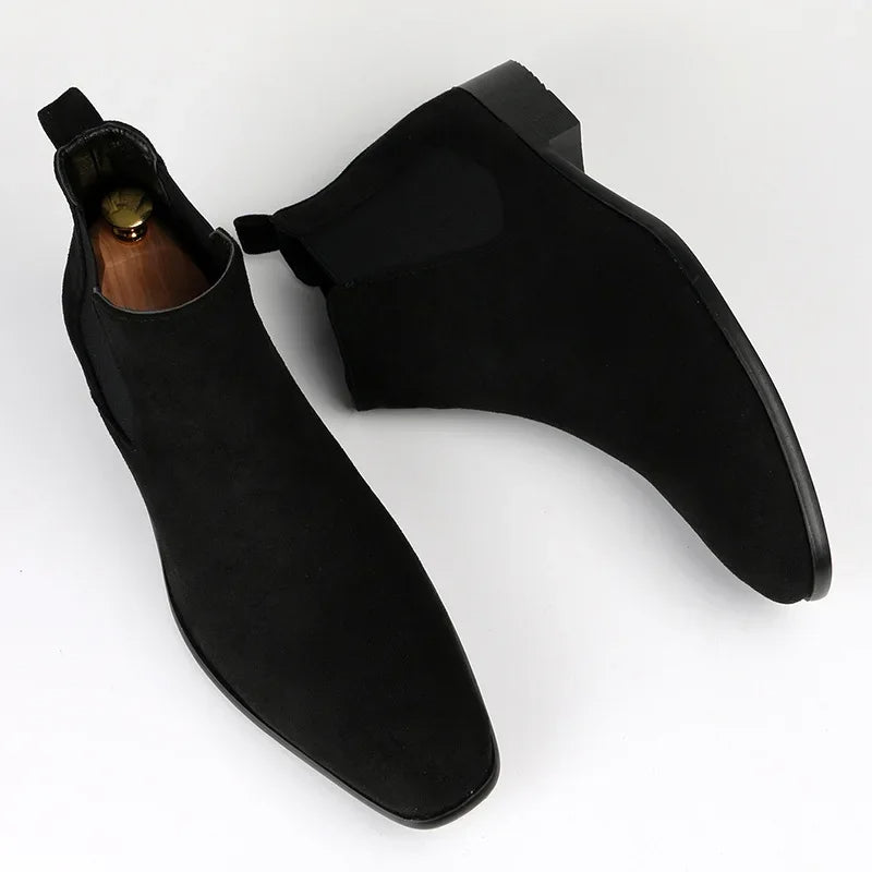 VeroToe | Heren Chelsea-laarzen Puntige neus Slip-on leren enkellaarzen Casual geklede schoenen