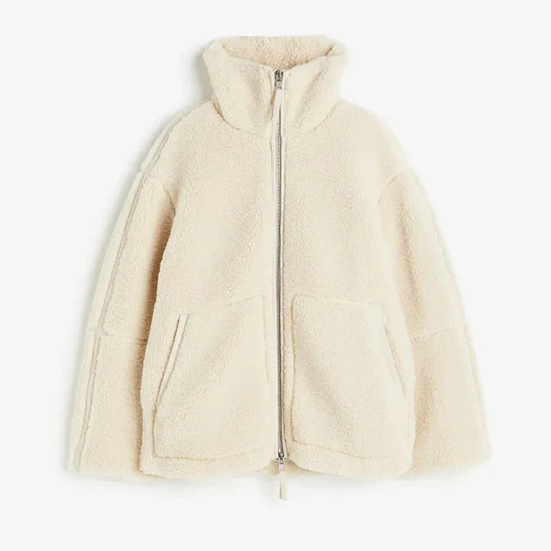 Nirelle | Teddyjas voor vrouwen - Warme Zachte Fleecejas met Hoge Kraag en Ritssluiting, Knusse Winterjas