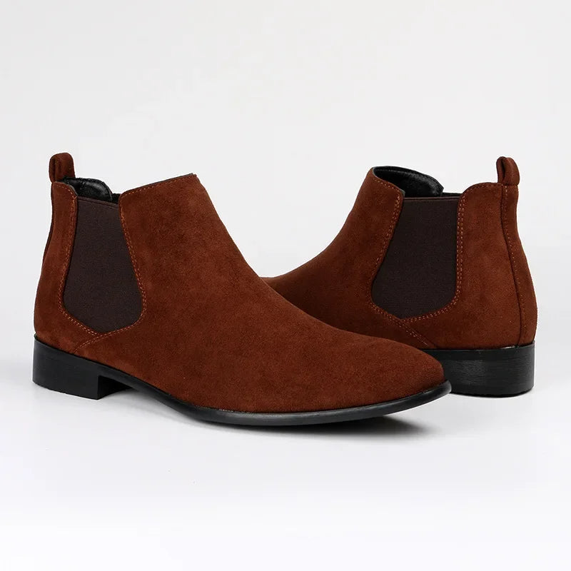 VeroToe | Heren Chelsea-laarzen Puntige neus Slip-on leren enkellaarzen Casual geklede schoenen