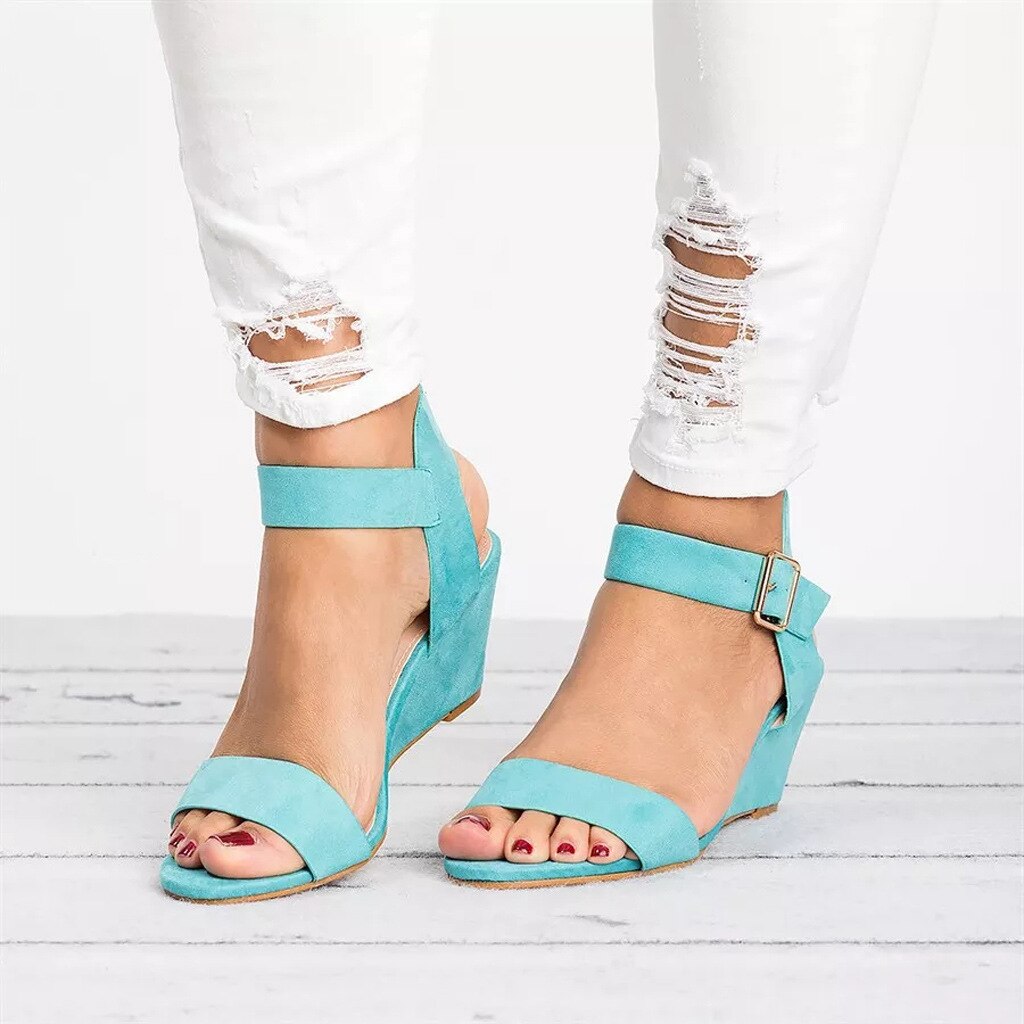 Solura | Hoge Wedge Sandalen - Open Teen Enkelband Zomerschoenen, Stijlvolle Comfortabele Hakken