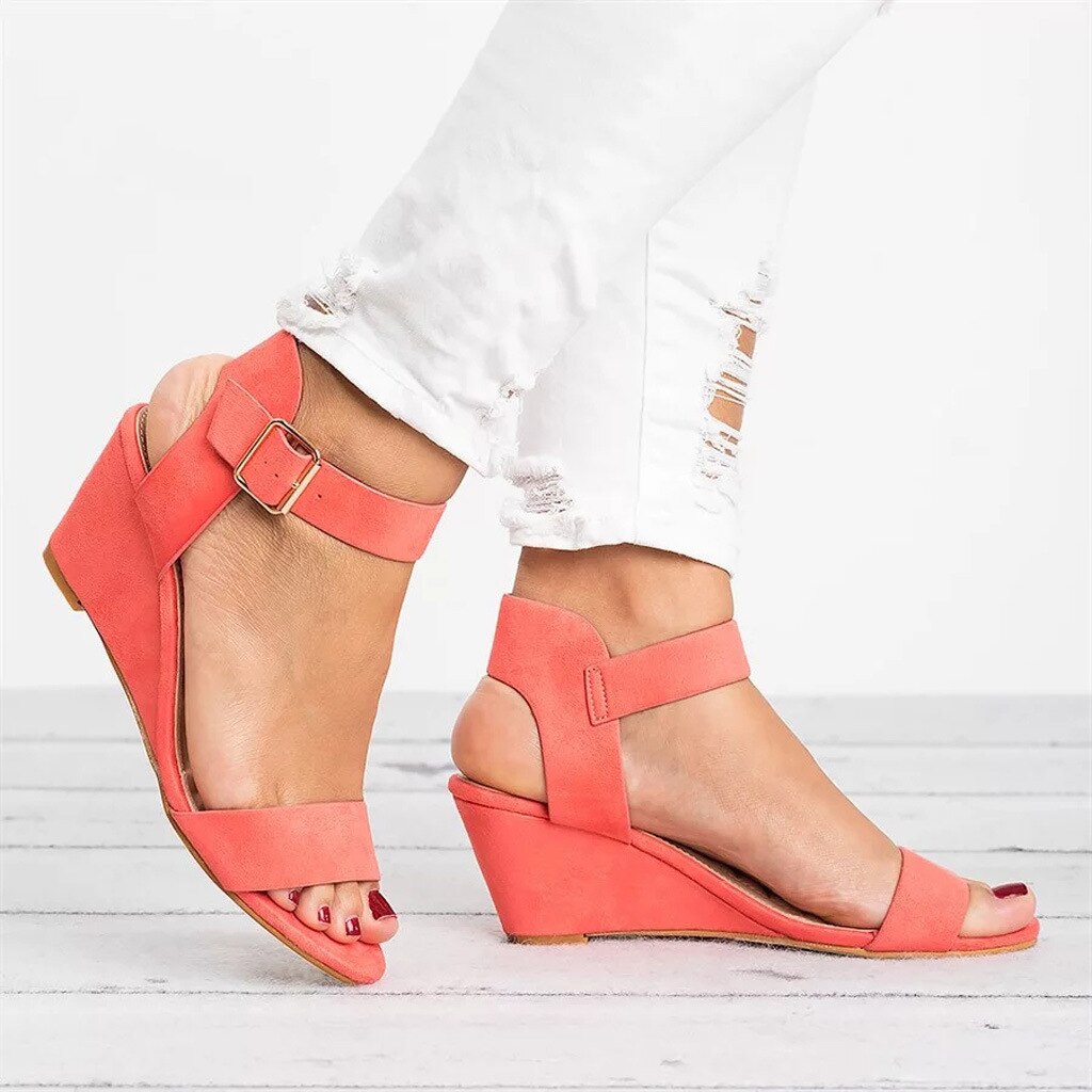 Solura | Hoge Wedge Sandalen - Open Teen Enkelband Zomerschoenen, Stijlvolle Comfortabele Hakken
