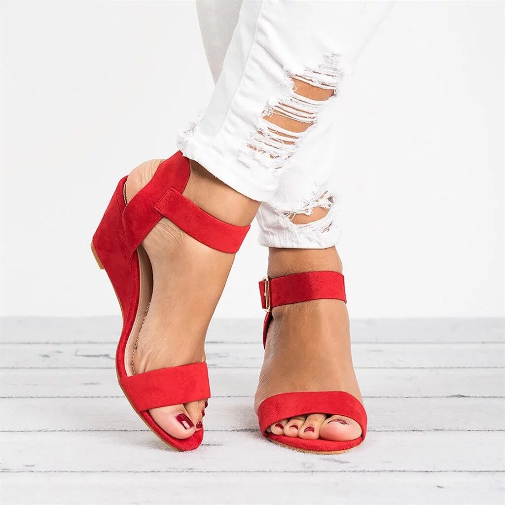 Solura | Hoge Wedge Sandalen - Open Teen Enkelband Zomerschoenen, Stijlvolle Comfortabele Hakken