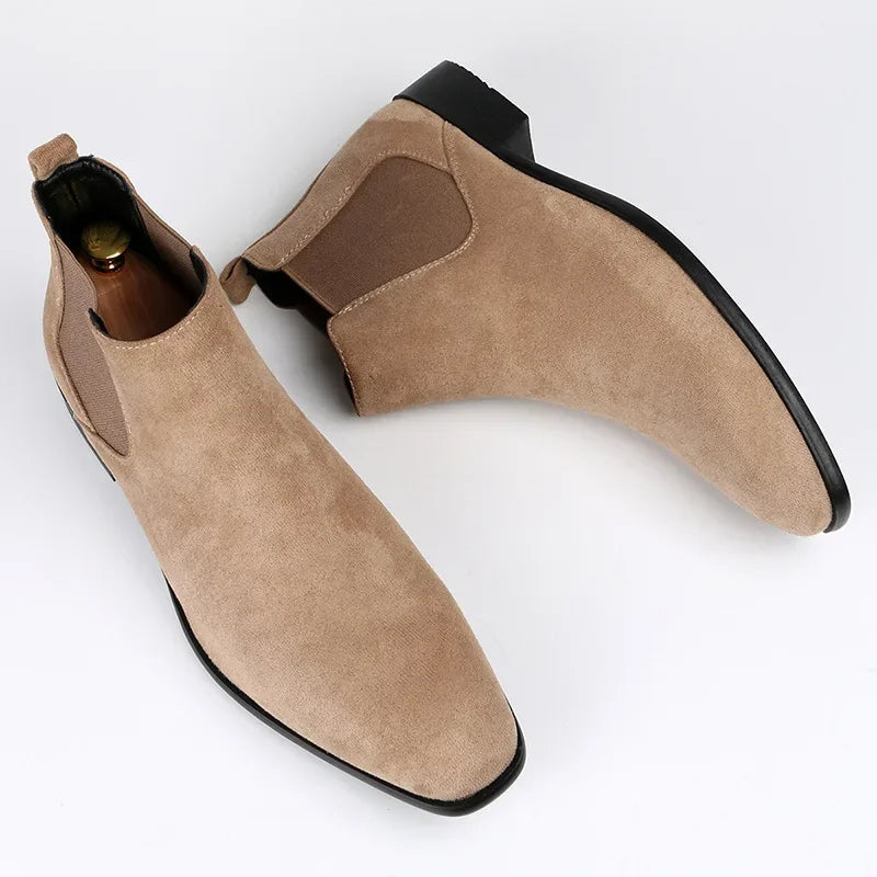 VeroToe | Heren Chelsea-laarzen Puntige neus Slip-on leren enkellaarzen Casual geklede schoenen