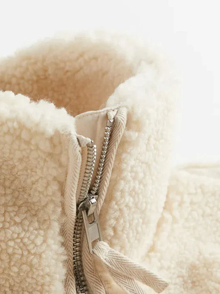Nirelle | Teddyjas voor vrouwen - Warme Zachte Fleecejas met Hoge Kraag en Ritssluiting, Knusse Winterjas