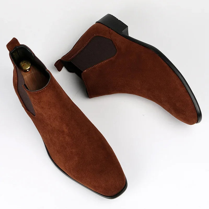 VeroToe | Heren Chelsea-laarzen Puntige neus Slip-on leren enkellaarzen Casual geklede schoenen