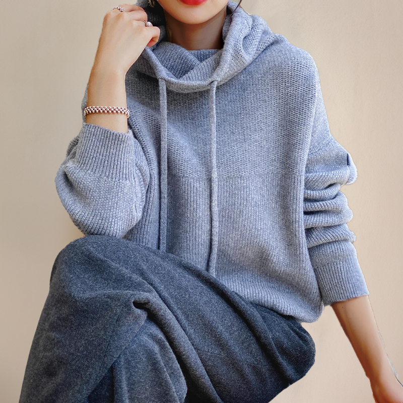Rysella | Comfortabele gebreide hoodie voor dames, casual trui, zacht warm breisel, voor dagelijks gebruik