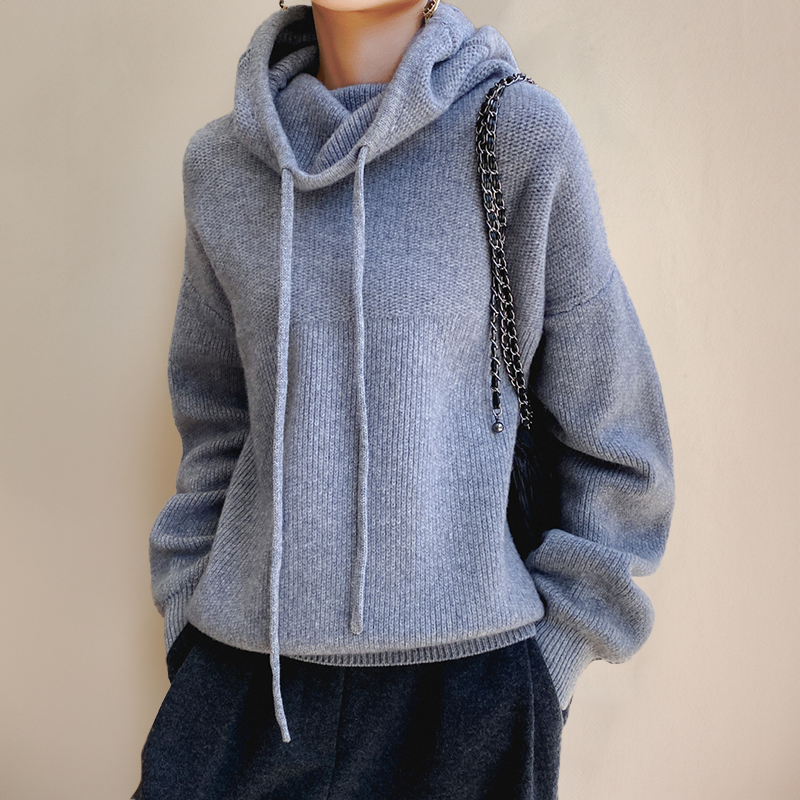 Rysella | Comfortabele gebreide hoodie voor dames, casual trui, zacht warm breisel, voor dagelijks gebruik