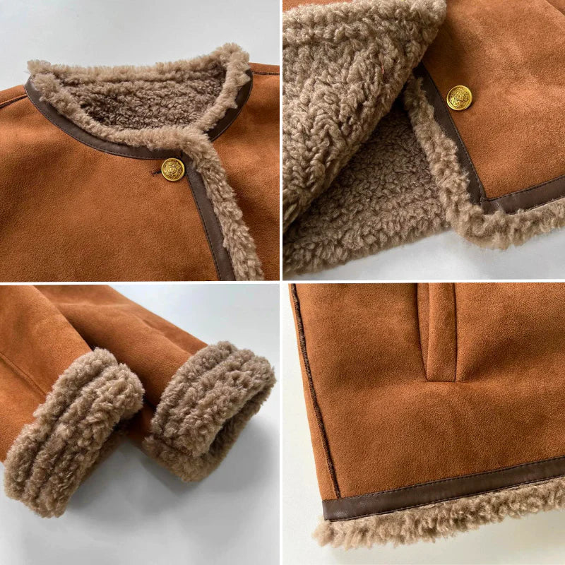 Sissel | Elegante bruine winterjas met knoopsluiting aan de voorkant, vintage-geïnspireerde details