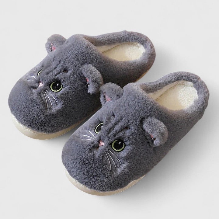 Elarin | Zachte damesslippers met kattenprint – zachte huisslippers, binnenschoenen