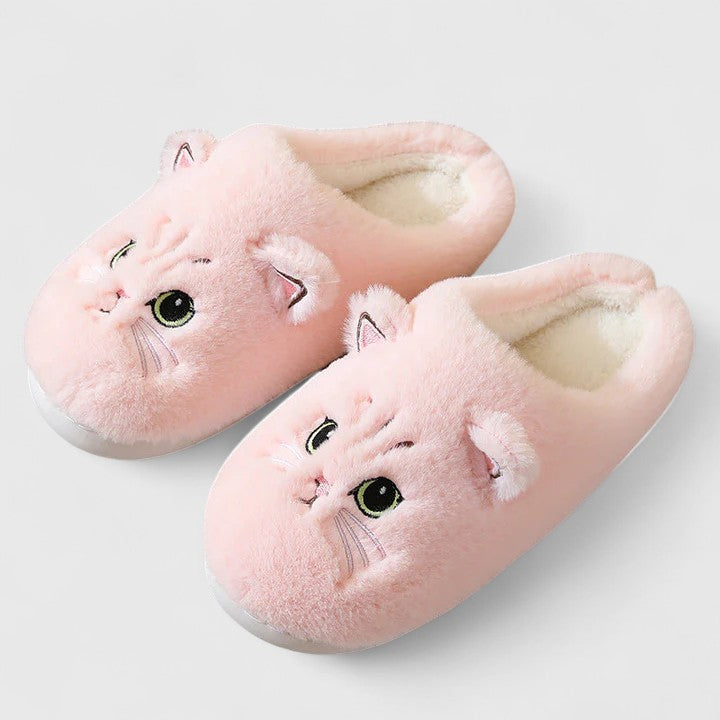 Elarin | Zachte damesslippers met kattenprint – zachte huisslippers, binnenschoenen
