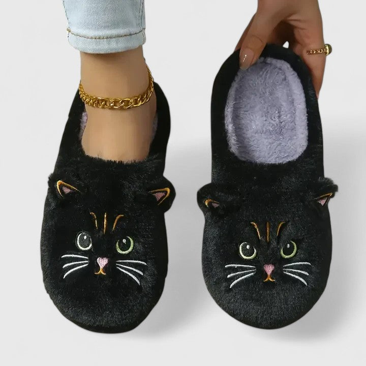 Elarin | Zachte damesslippers met kattenprint – zachte huisslippers, binnenschoenen