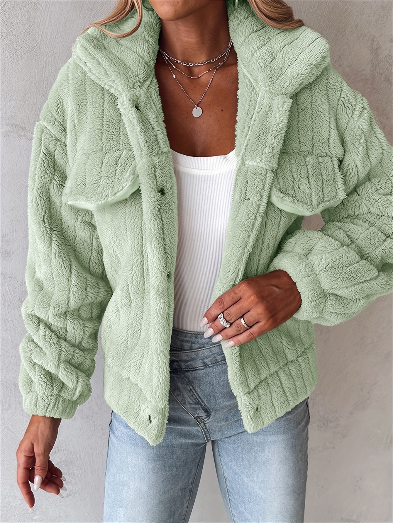 Eirunn | Plush casual jas voor dames – zachte winterjas, comfortabele herfst-/winterjas
