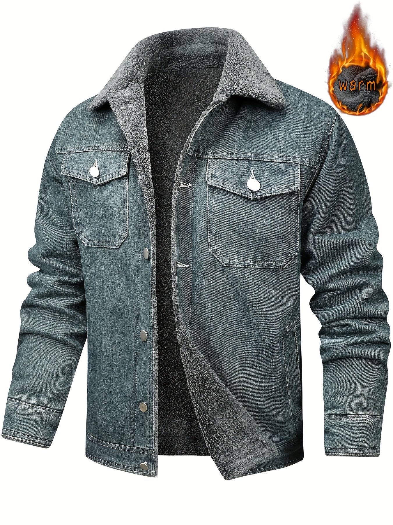 Gunter | Vintage gewassen spijkerjas voor heren met fleecevoering – Warme casual winterjas