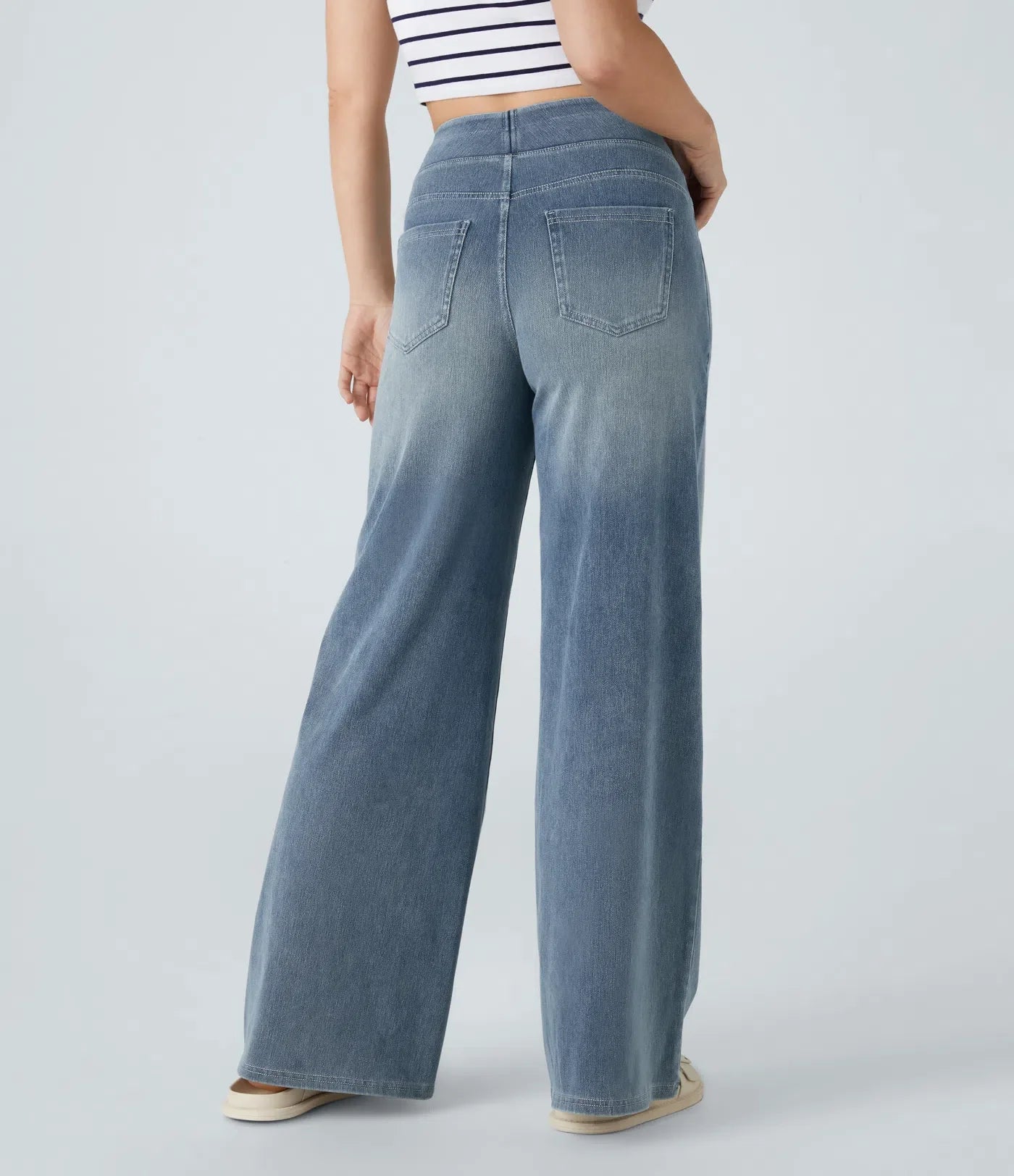 Riona | Broek met hoge taille en elastische wijde pijpen voor dames - Trendy, casual denim