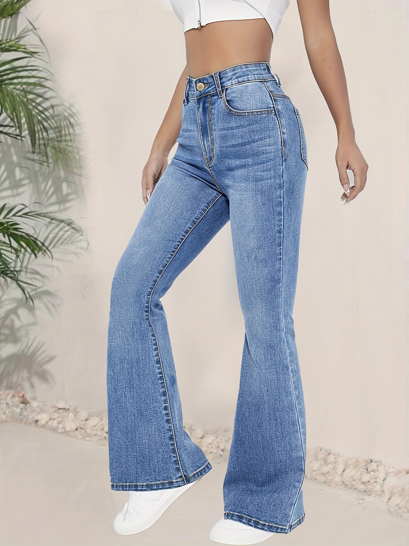 Morgelyn | Dames stretch flared jeans met hoge taille - elegante denim broek met klokkende onderkant